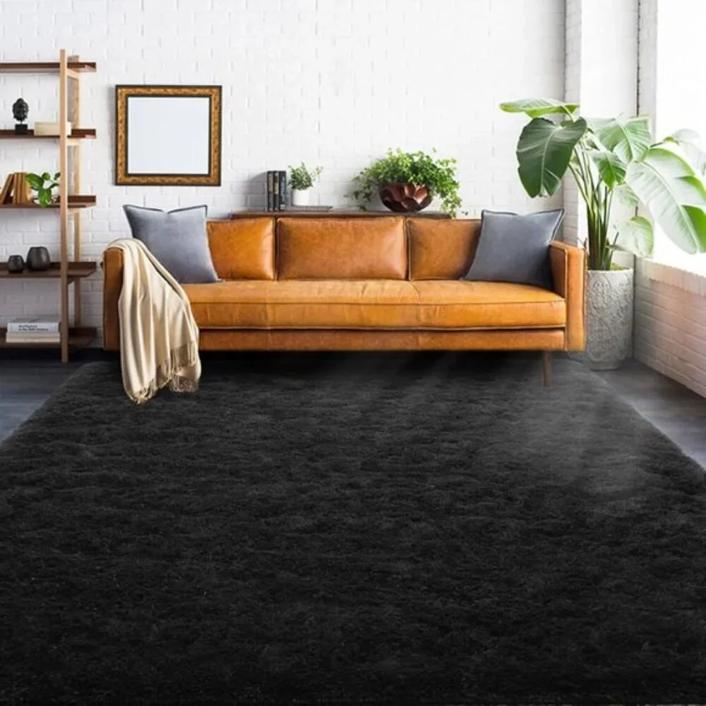 New 4x6 Black Shag Rug, Super Soft Fluffy Carpet for Home, Living Room & Nursery